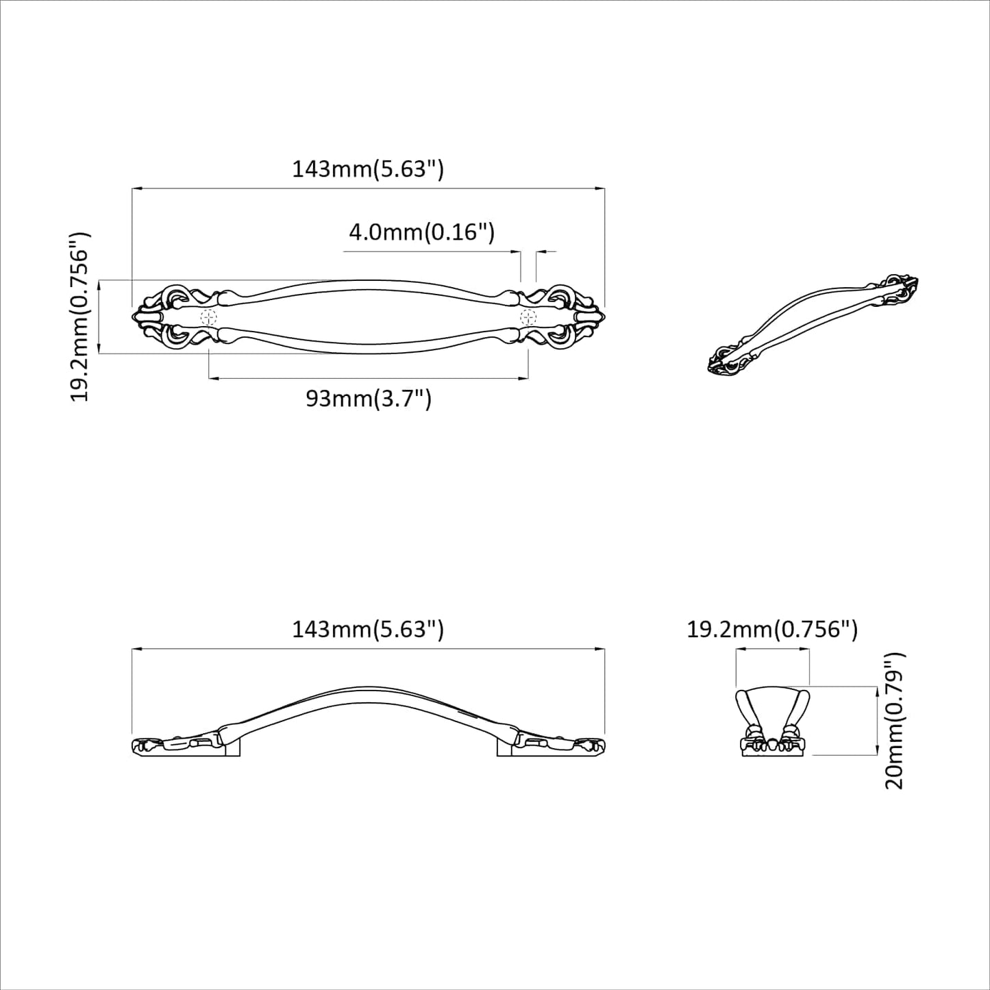 vidaXL Λαβή 2 pcs Μαύρο 150 mm Κράμα Ψευδαργύρου