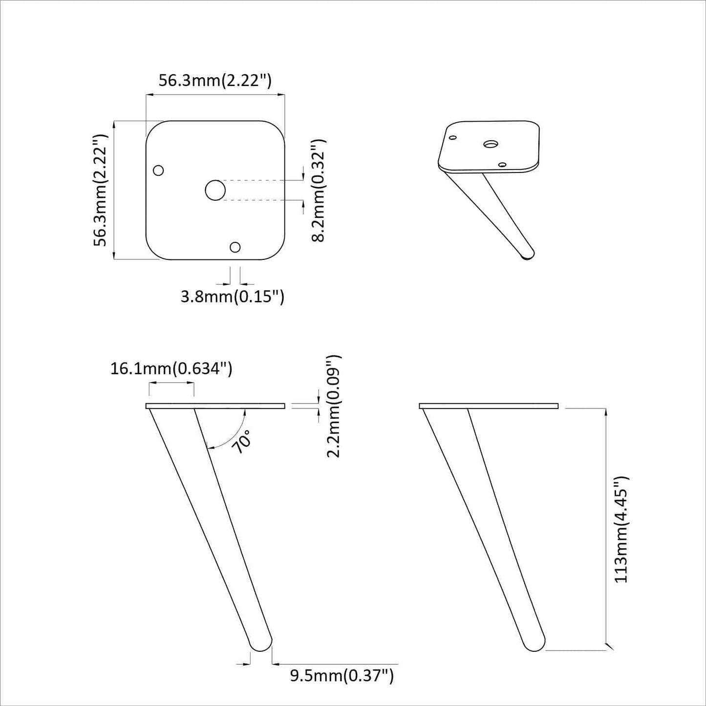 vidaXL Σταντ Πόδια 12 pcs Μαύρο 56 x 56 x 100 mm Σίδερο