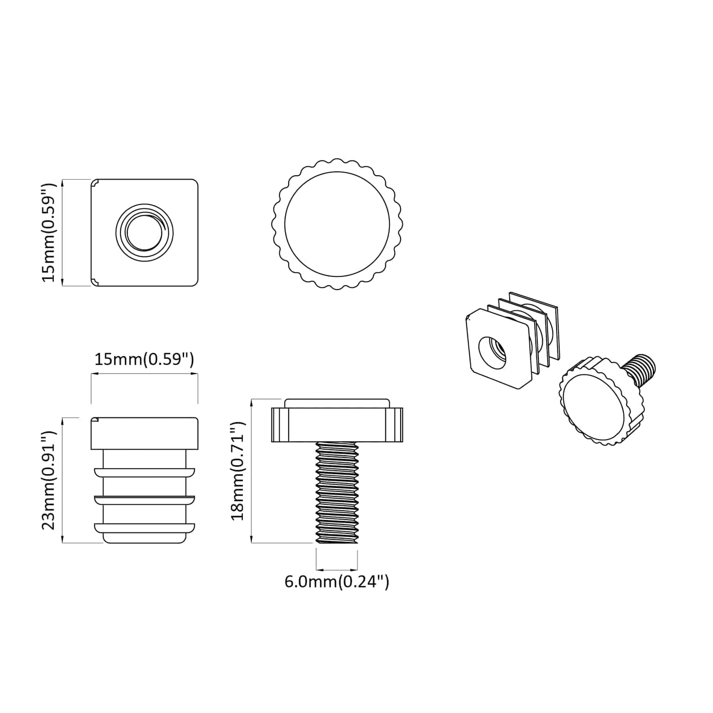 vidaXL Ζυγοστάθμιση επίπλων Ρυθμιζόμενος 2 pcs Μαύρο M6 PP
