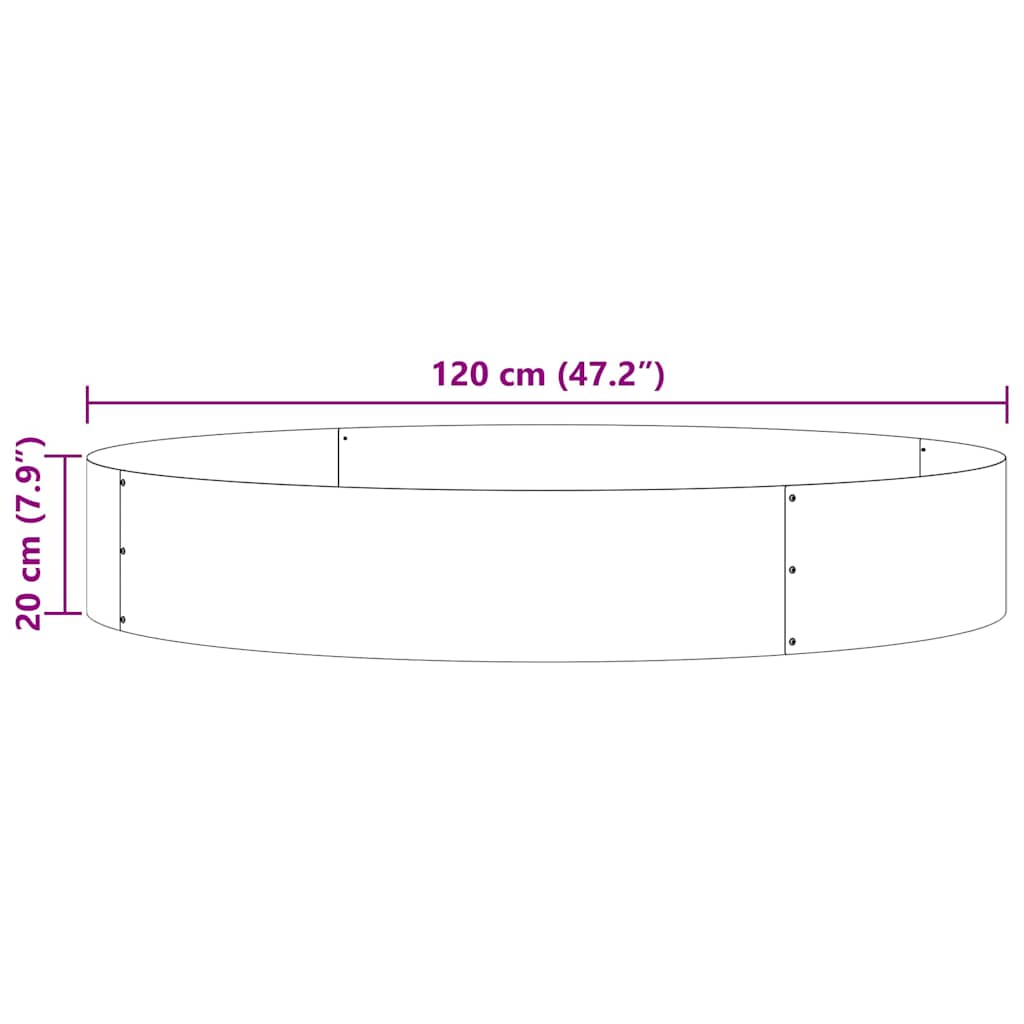 vidaXL Δακτύλιος γλάστρας Ασημί 120 x 120 x 20 εκ.