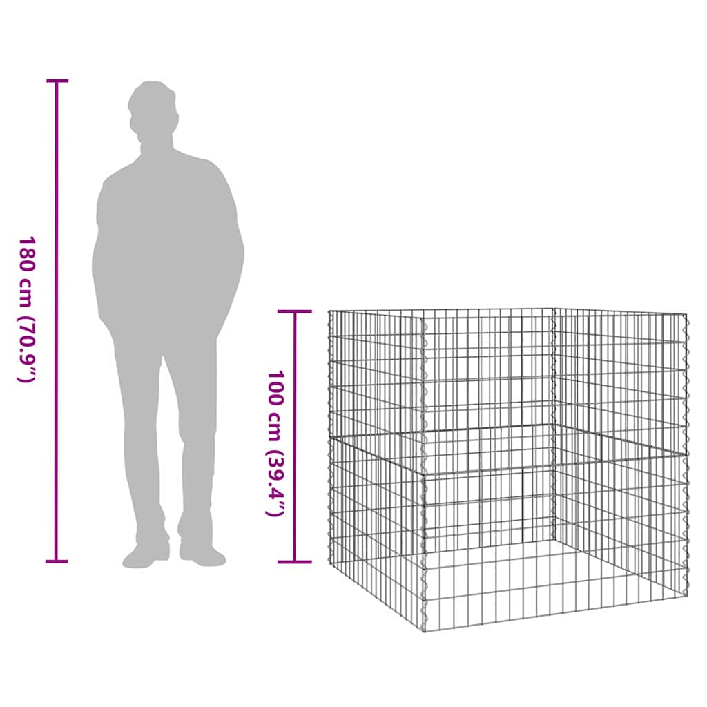 vidaXL Κάδος Κομποστοποίησης Γκρι Ατσάλι