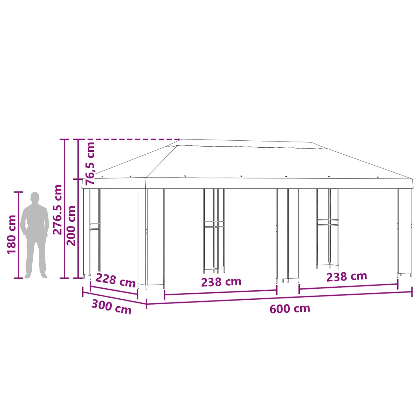 vidaXL Κήπος Γκαζebo 6 x 3 m Καφέ Πολυεστέρας και Χάλυβας 190 gsm