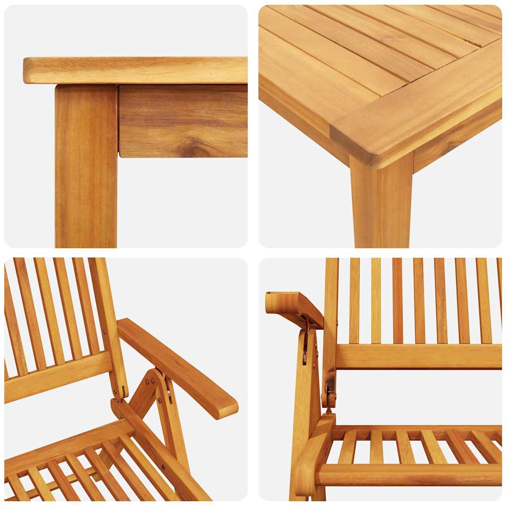 vidaXL Σέτ φαγητού για κήπο Πτυσσόμενο 5 pcs Καφέ Στερεό Ξύλο Ακακίας