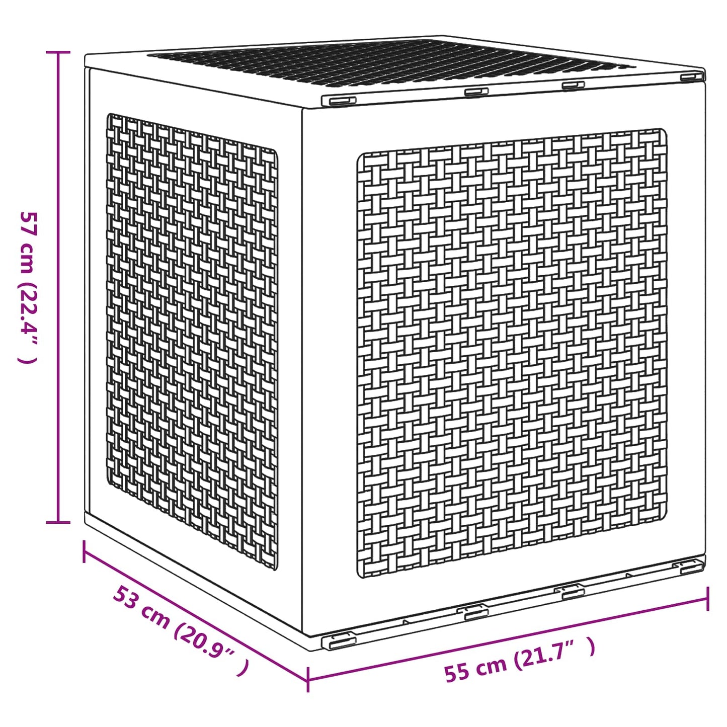 vidaXL Κουτί αποθήκευσης κήπου Ανθρακί 55 x 53 x 57 εκ. Πολυπροπυλένιο