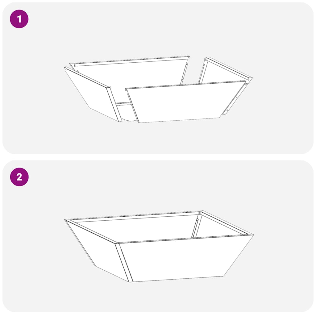 vidaXL Γλάστρα Κήπου 5 pcs Μαύρο 50 x 50 x 15 cm Ψυχρής έλασης χάλυβας