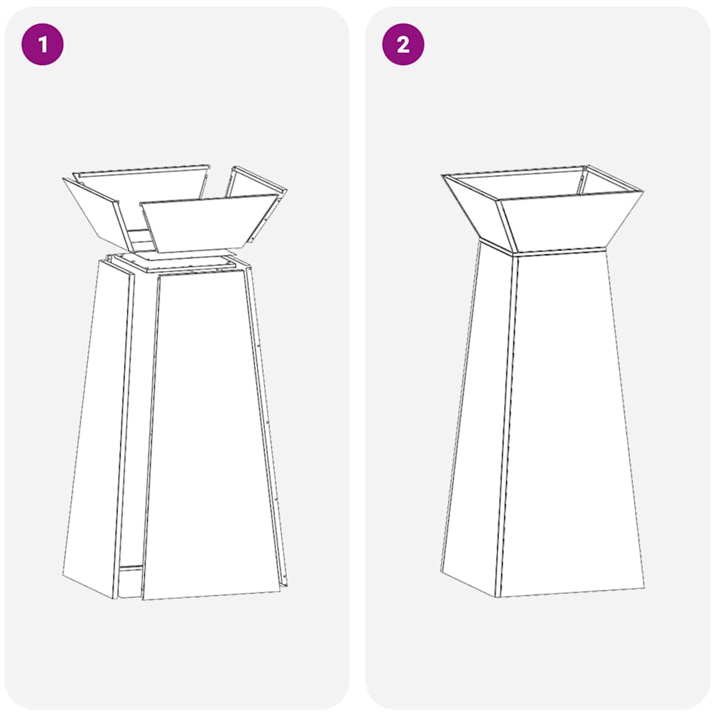 vidaXL Γλάστρα Πυλώνας 2 pcs Μαύρο 40 x 40 x 100 cm