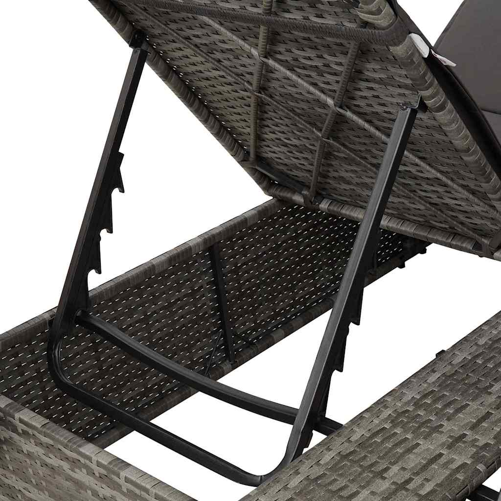 vidaXL Διπλή ξαπλώστρα με οροφή Γκρι 205 x 129 x 200 εκ PE ρατάν