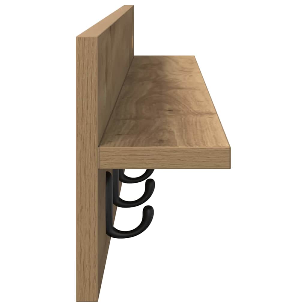 vidaXL Τοίχου Κρεμάστρα με ράφι artisan δρυς 100 x 10.5 x 18 εκ