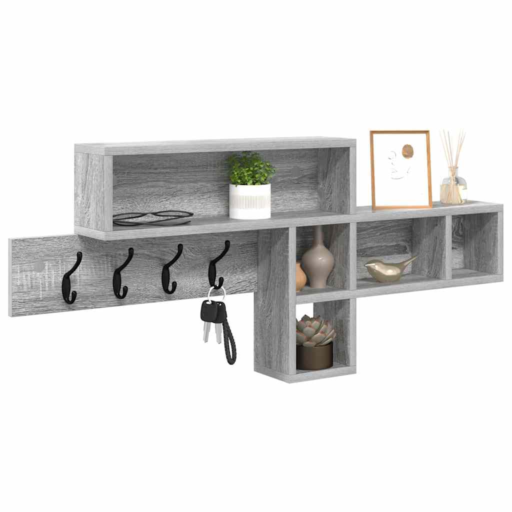 vidaXL Τοίχου Κρεμάστρα με ράφι Γκρι sonoma 100 x 12 x 43.5 εκ