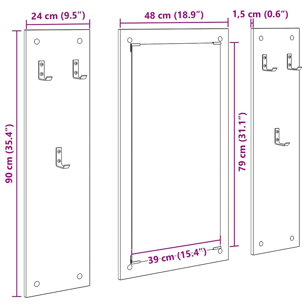 vidaXL Τοίχου Κρεμάστρα Επιτοίχιο Γκρίζο Σονομα 96 x 1,5 x 90 εκ