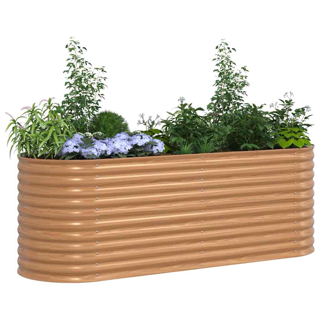 vidaXL Υπερυψωμένη Ζαρντινιέρα Καφέ 240 x 80 x 81 cm Ατσάλι
