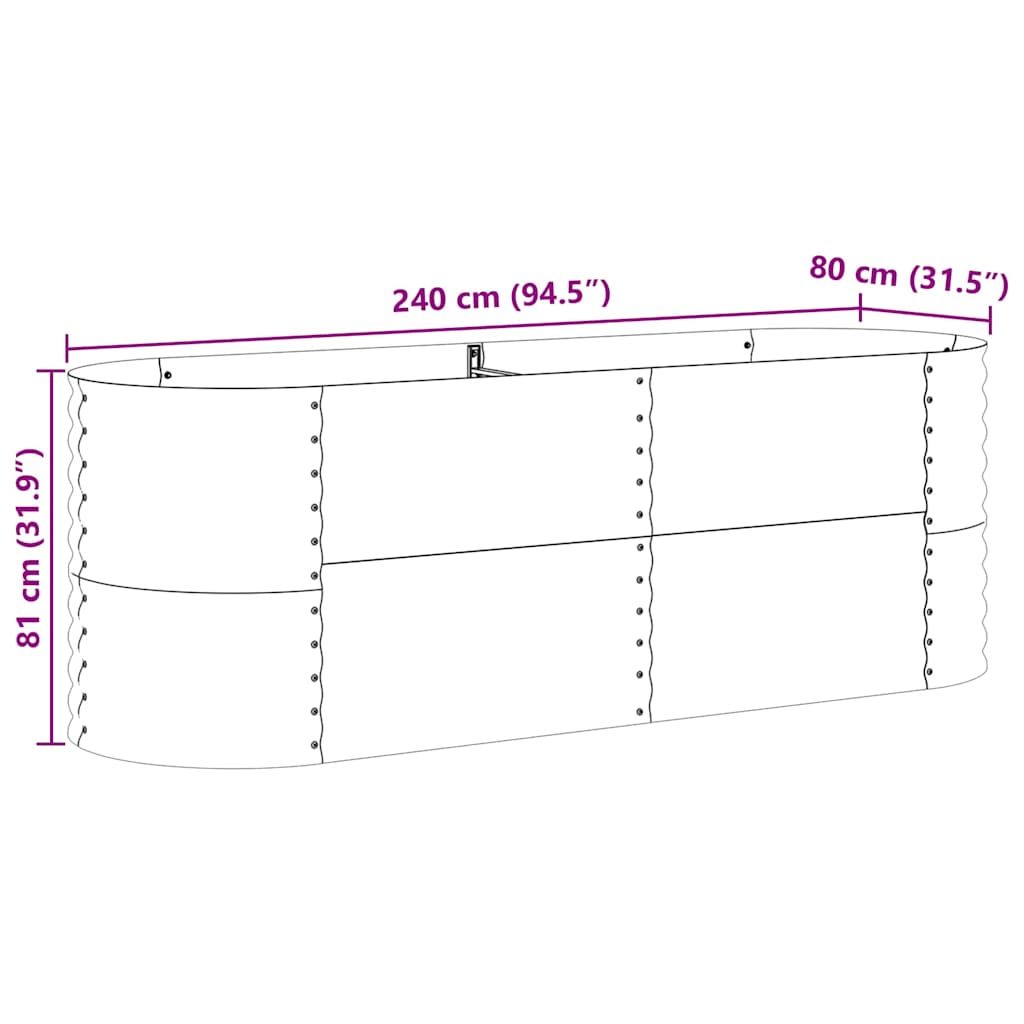 vidaXL Ανεβασμένο Κρεβάτι Καφέ 240 x 80 x 81 cm Ατσάλι