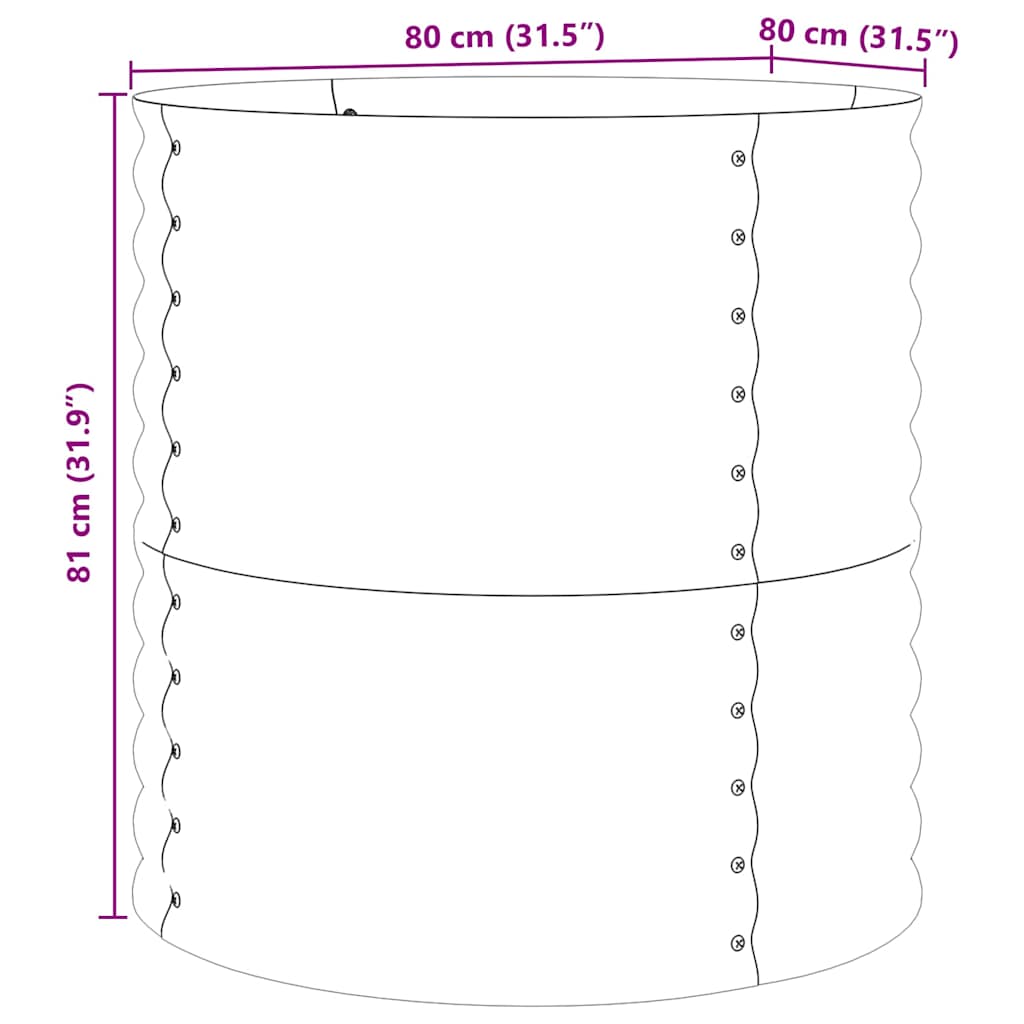 vidaXL Υπερυψωμένη Ζαρντινιέρα Καφέ 80 x 80 x 81 cm Ατσάλι