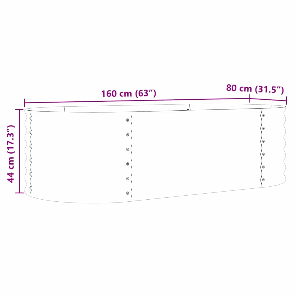 vidaXL Καφέ Ανασηκωμένο Κρεβάτι Κήπου με Μοριά Ξύλου 160x80x44 εκ. Χάλυβα