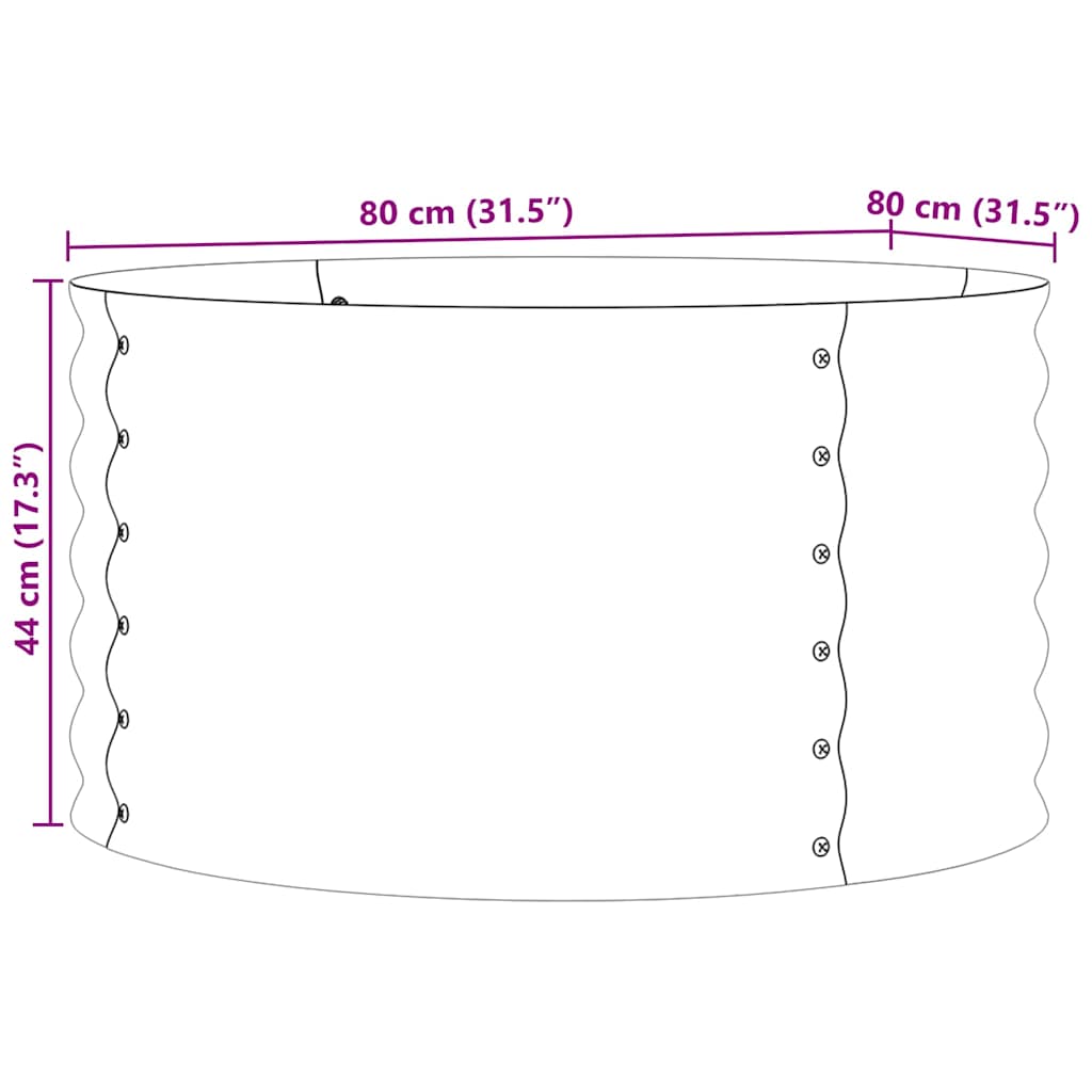 vidaXL Υπερυψωμένη Ζαρντινιέρα Καφέ 80 x 80 x 44 cm Ατσάλι