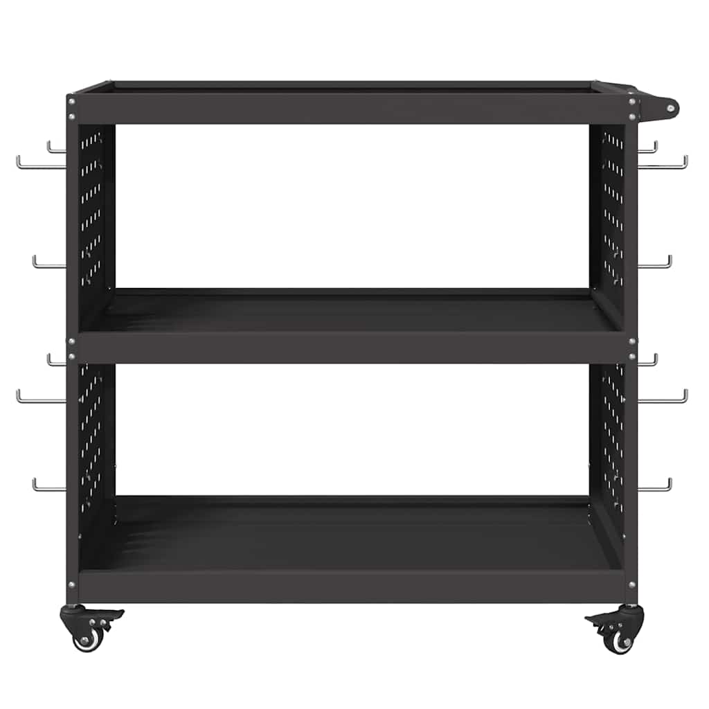 vidaXL Καρότσι εργαλείων με ράφι Μαύρο 75 x 35 x 73 εκ. Κρύα χάλυβας