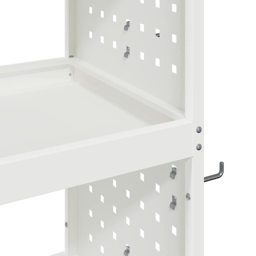 vidaXL Καρότσι εργαλείων με ράφι Λευκό 75 x 35 x 73 εκ. Κρύα χάλυβας