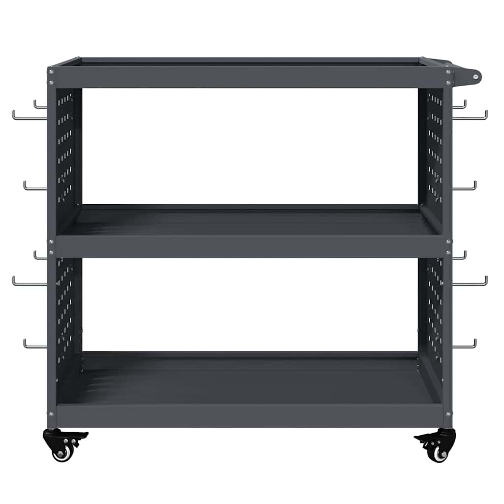 vidaXL Καρότσι εργαλείων με ράφι Ανθρακί 75 x 35 x 73 εκ. Κρύα χάλυβας
