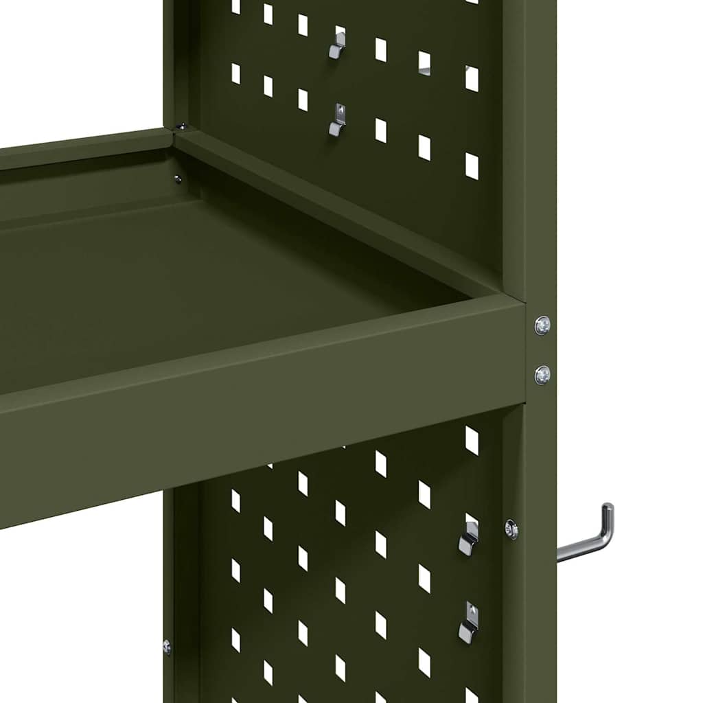 vidaXL Καρότσι εργαλείων με ράφι Λαδί 75 x 35 x 73 εκ. Κρύα χάλυβας