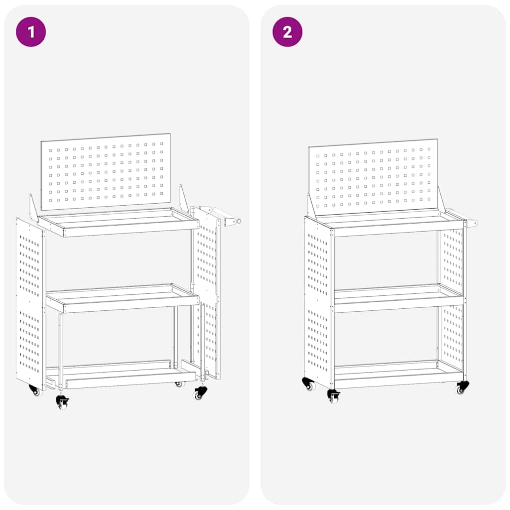 vidaXL Καρότσι εργαλείων με ράφι Ανθρακί 65 x 35 x 111 εκ Κρύα χάλυβας