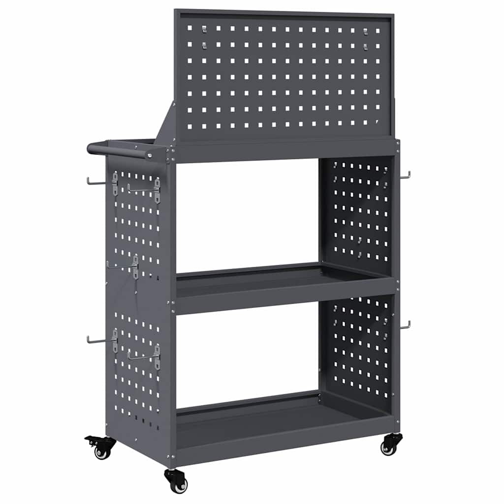 vidaXL Καρότσι εργαλείων με ράφι Ανθρακί 65 x 35 x 111 εκ Κρύα χάλυβας