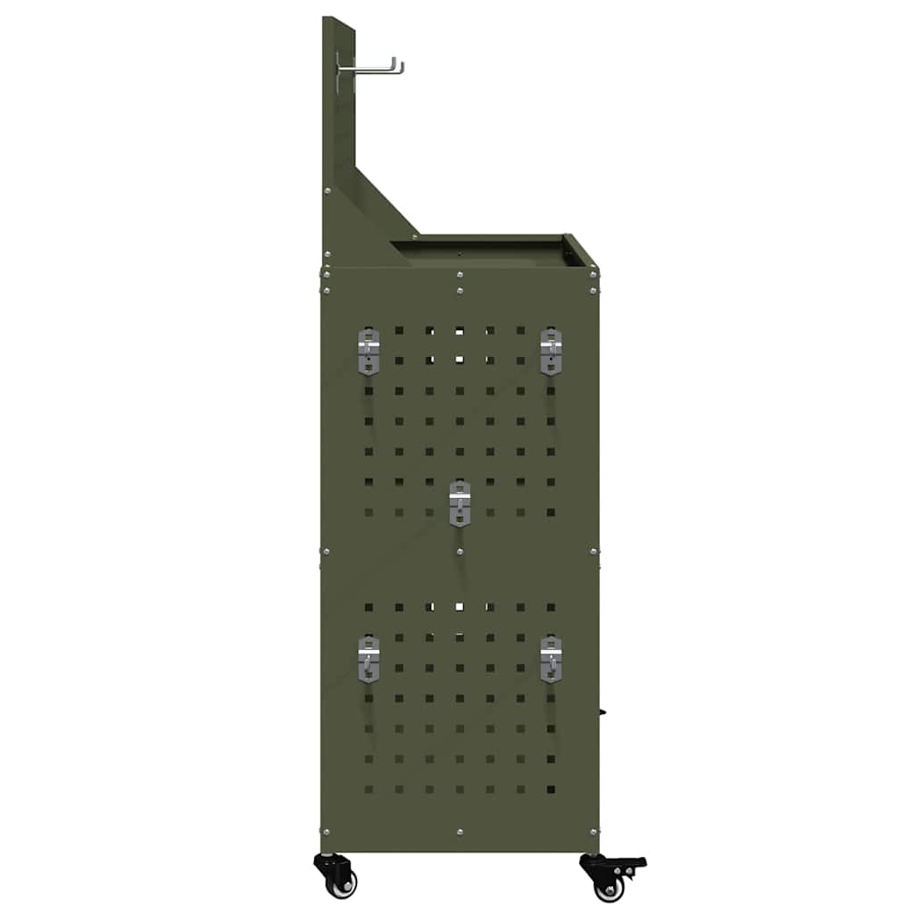 vidaXL Καρότσι εργαλείων με ράφι Λαδί 65 x 35 x 111 εκ Κρύα χάλυβας