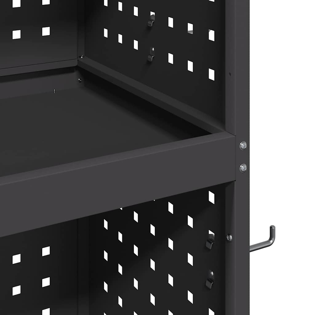 vidaXL Καρότσι εργαλείων με ράφι Μαύρο 65 x 35 x 111 εκ Κρύα χάλυβας