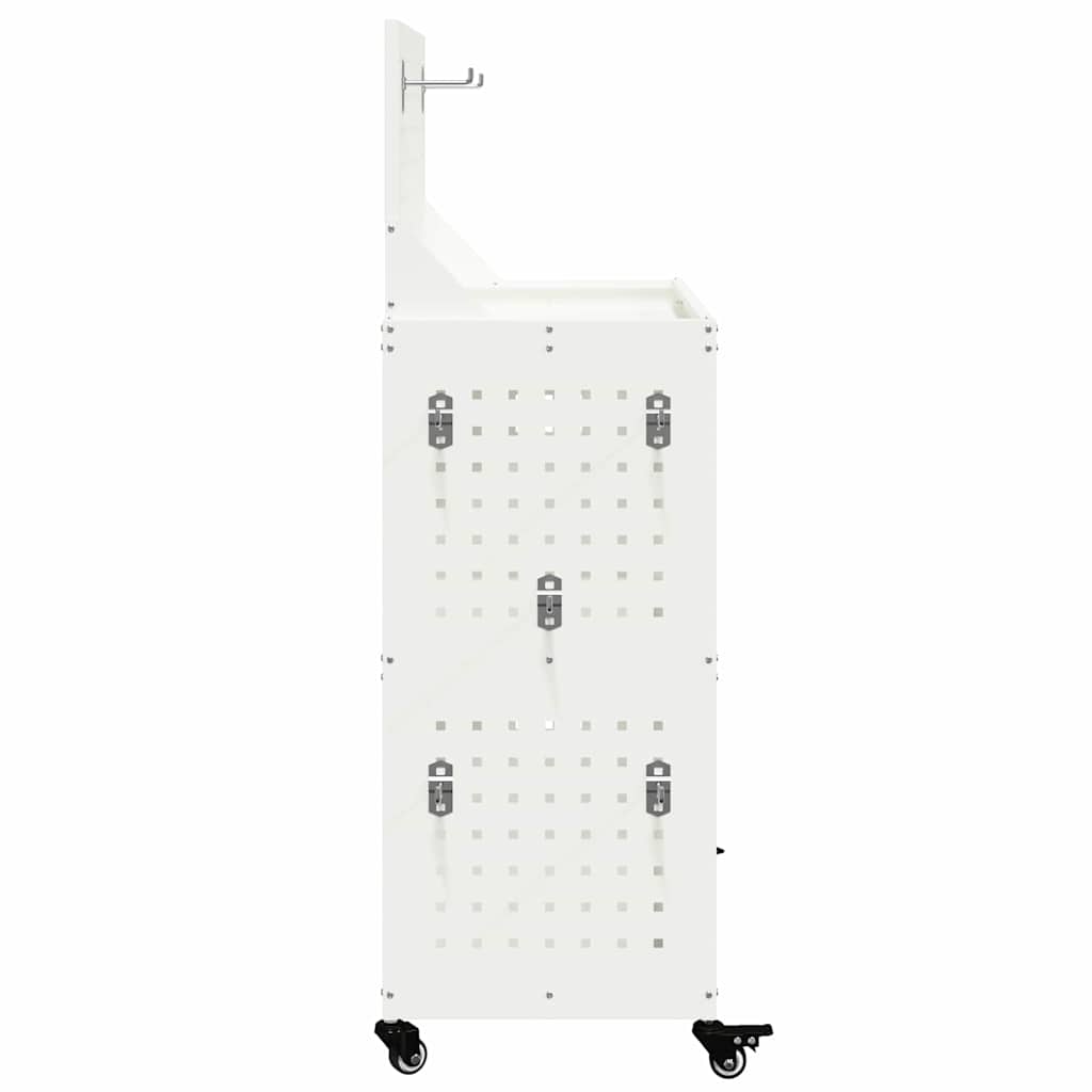 vidaXL Καρότσι εργαλείων με ράφι Λευκό 65 x 35 x 111 εκ Κρύα χάλυβας