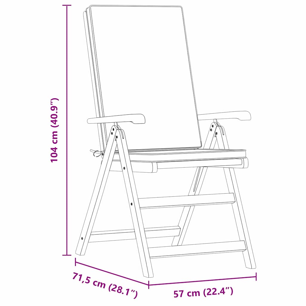 vidaXL Καρέκλα Κήπου 6 pcs Καφέ 57 x 71.5 x 104εκ Μασίφ ξύλο teak
