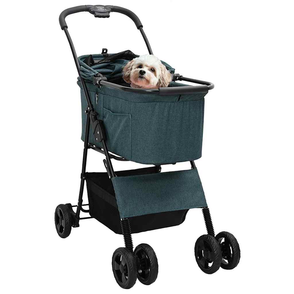 vidaXL Αναδιπλούμενο Καροτσάκι Κατοικίδιων Πράσινο 81 x 47 x 99 εκ.