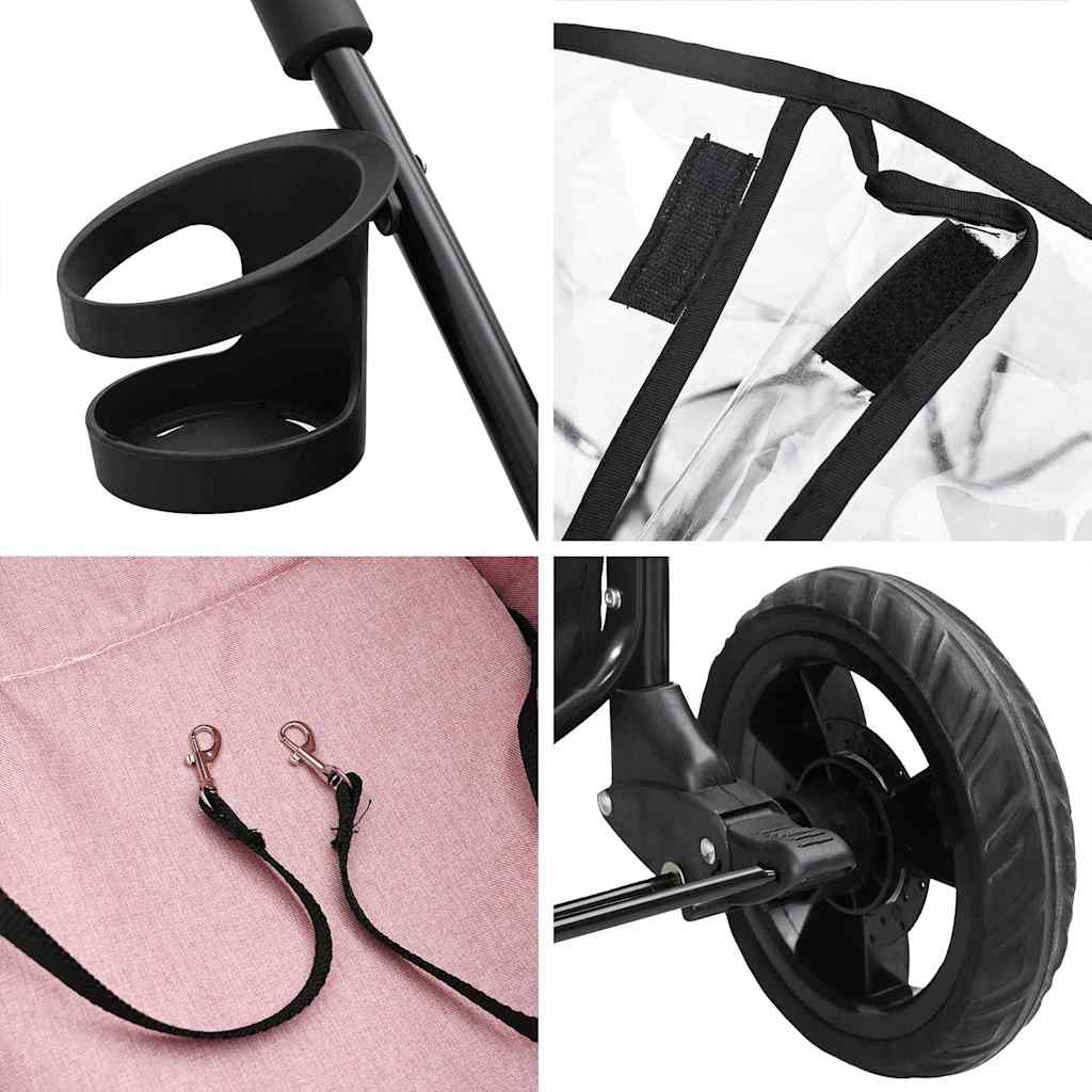 vidaXL Αναδιπλούμενο Καροτσάκι Κατοικίδιων Ροζ 78 x 54 x 101 εκ.