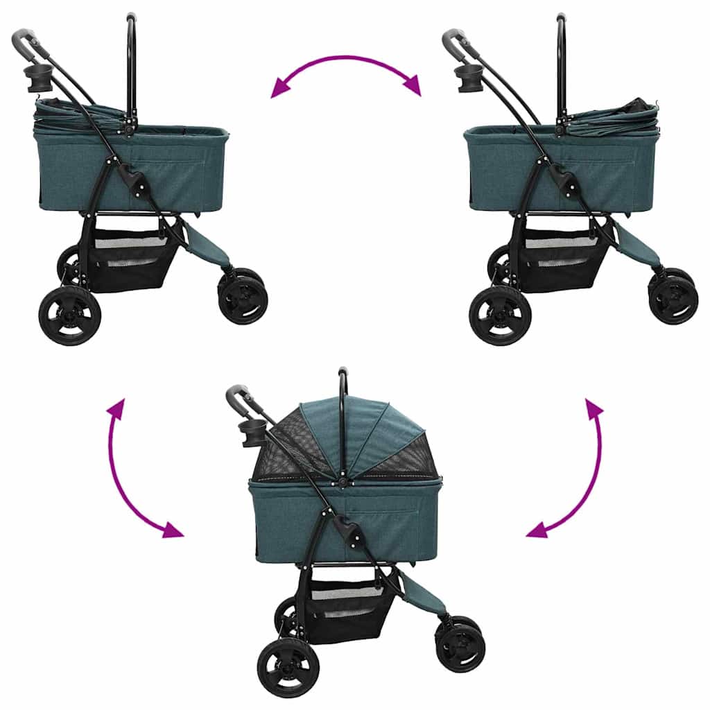 vidaXL Αναδιπλούμενο Καροτσάκι Κατοικίδιων Πράσινο 78 x 54 x 101 εκ.