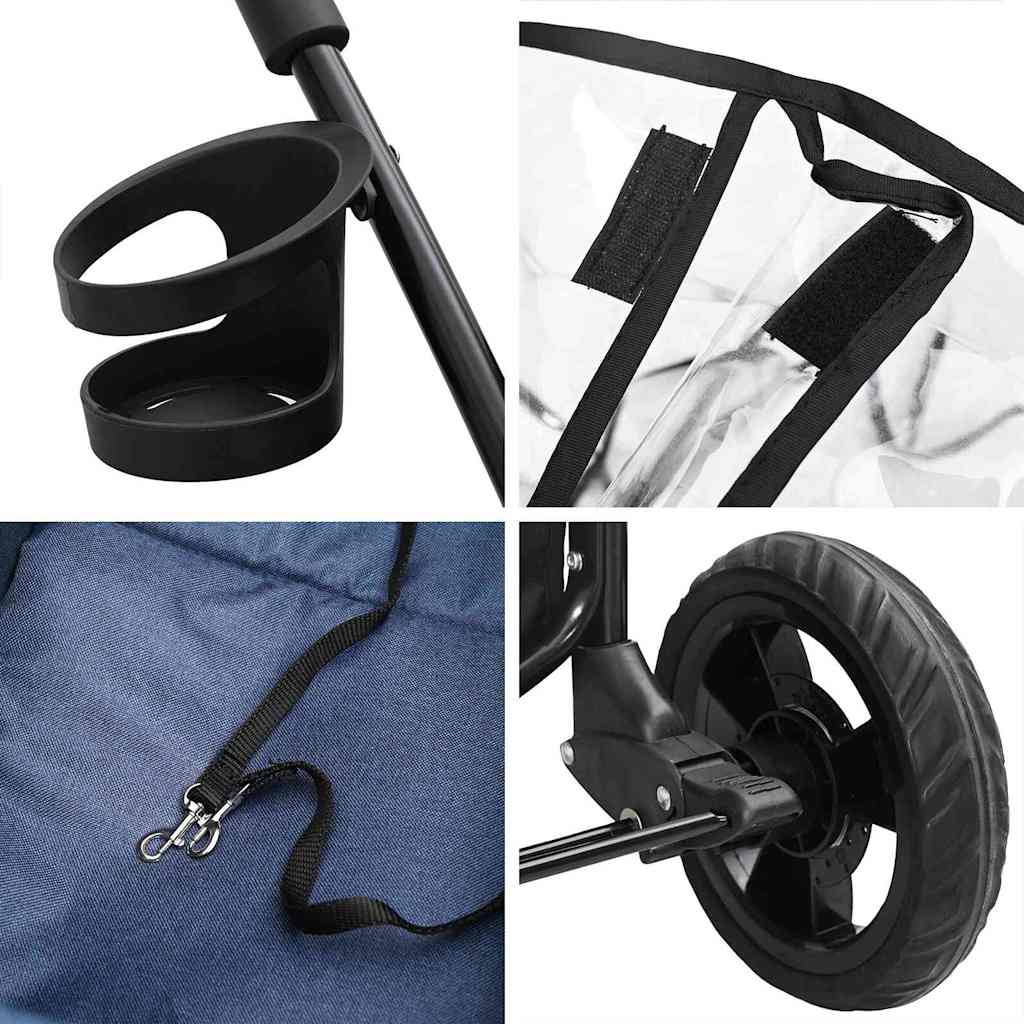 vidaXL Αναδιπλούμενο Καροτσάκι Κατοικίδιων Μπλε 78 x 54 x 101 εκ.