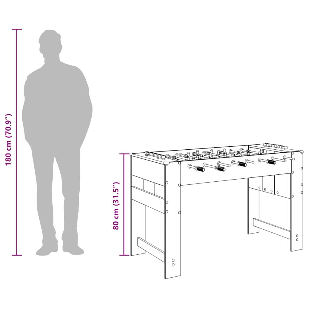 vidaXL Τραπέζι Φουτμπολ Παλιό ξύλο 125 x 60,5 x 80 εκ.