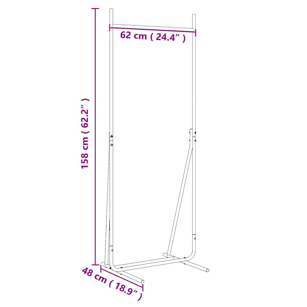 vidaXL Ράφι Ρούχων Μαύρο 62 x 48 x 158 εκ. Ατσάλι