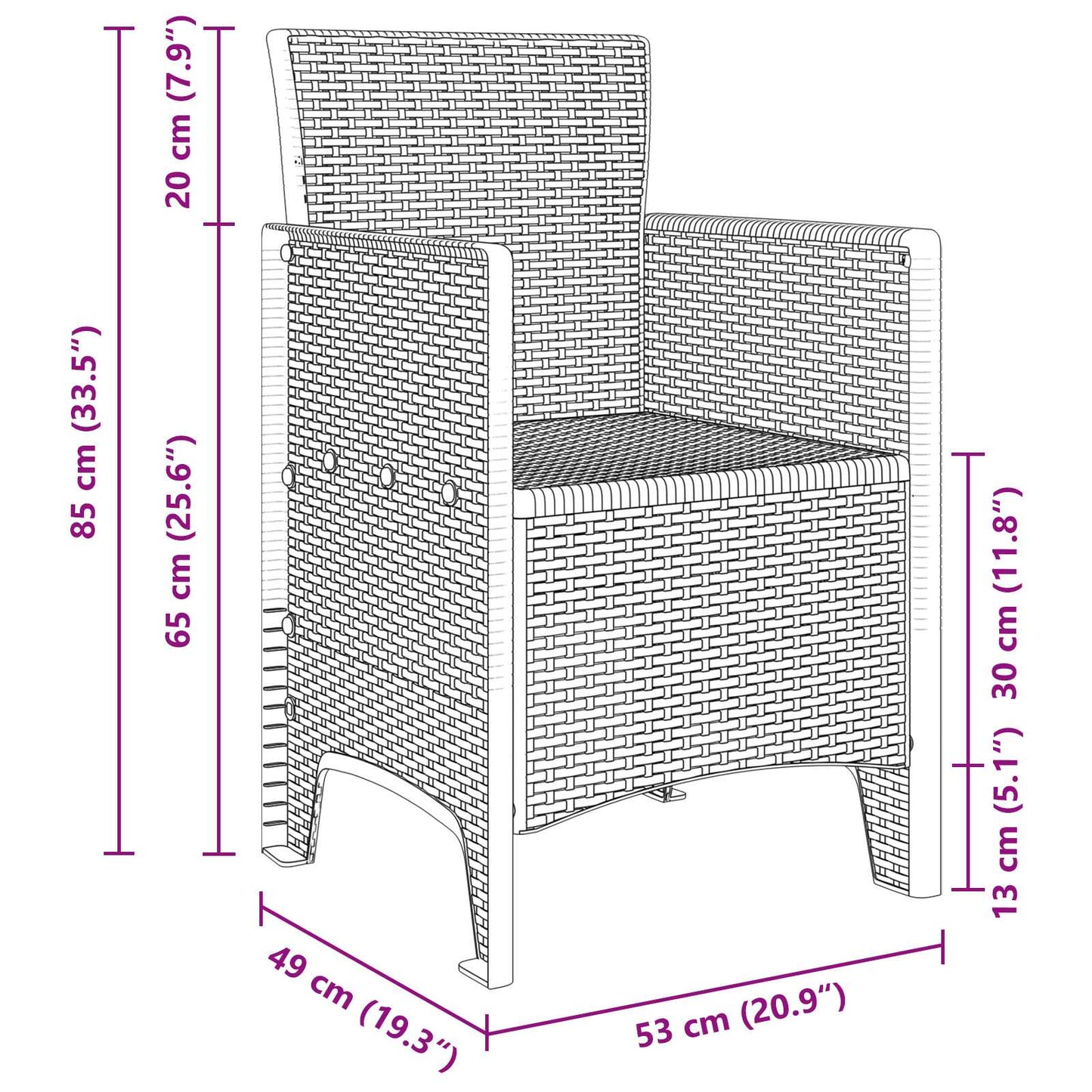 vidaXL Σέτ φαγητού για κήπο 15 pcs Καφέ Rattan Polt