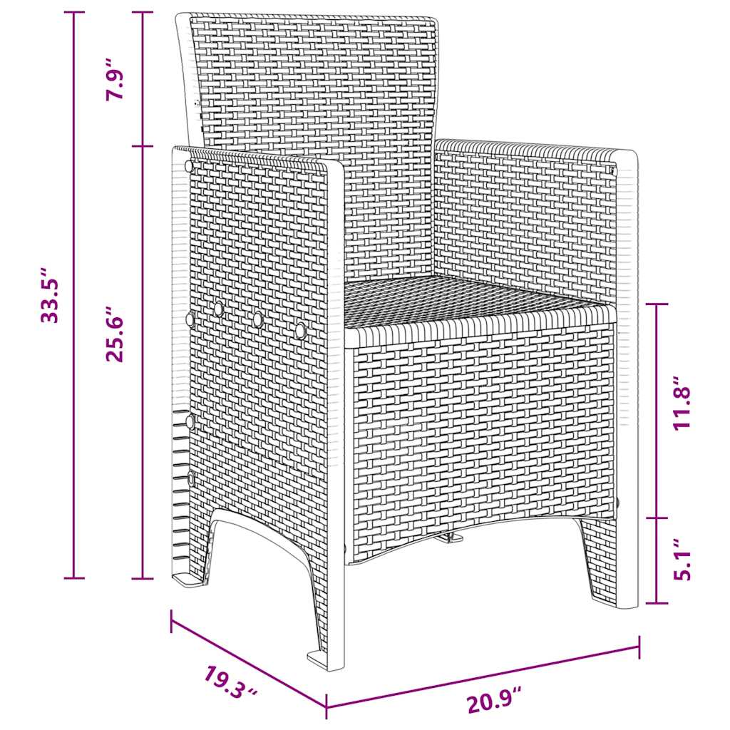 vidaXL Σέτ φαγητού για κήπο με μαξιλάρι 11 pcs Καφέ Μεγάλο Ρατάν