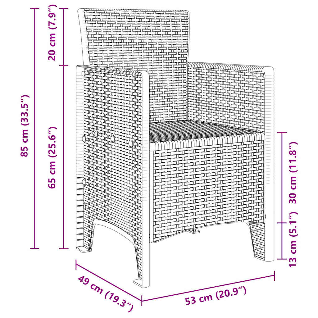 vidaXL Σέτ φαγητού για κήπο 13 pcs Ανοιχτό γκρι Rattan Polt