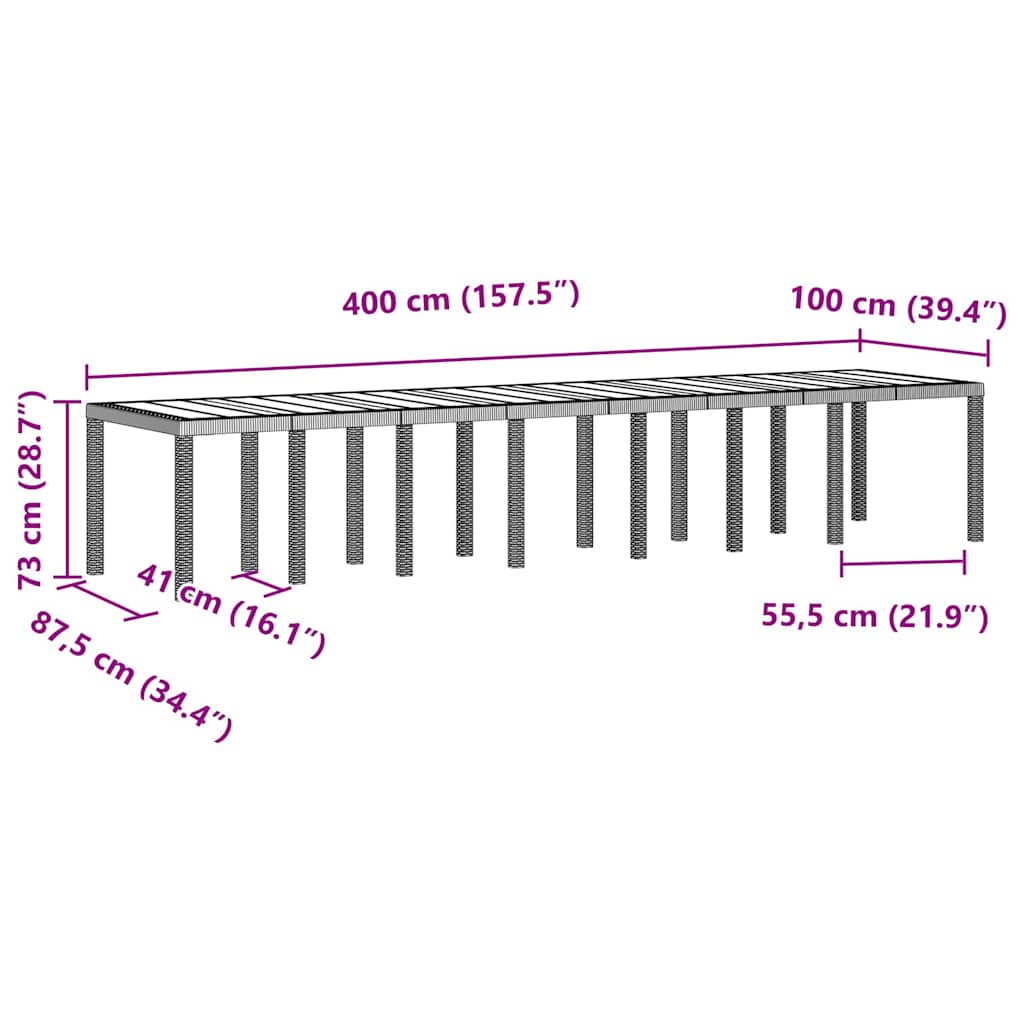 vidaXL Σέτ φαγητού για κήπο 15 pcs Ανοιχτό γκρι Rattan Polt