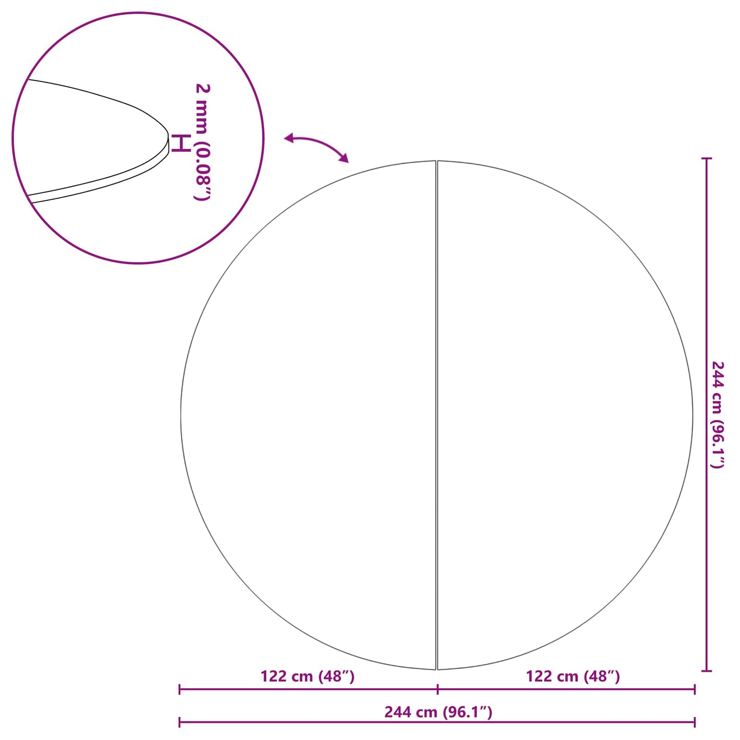 vidaXL Εδαφοκάλυψη Πισίνας Μαύρο Ø 244 cm Μη Υφαμένο Ύφασμα