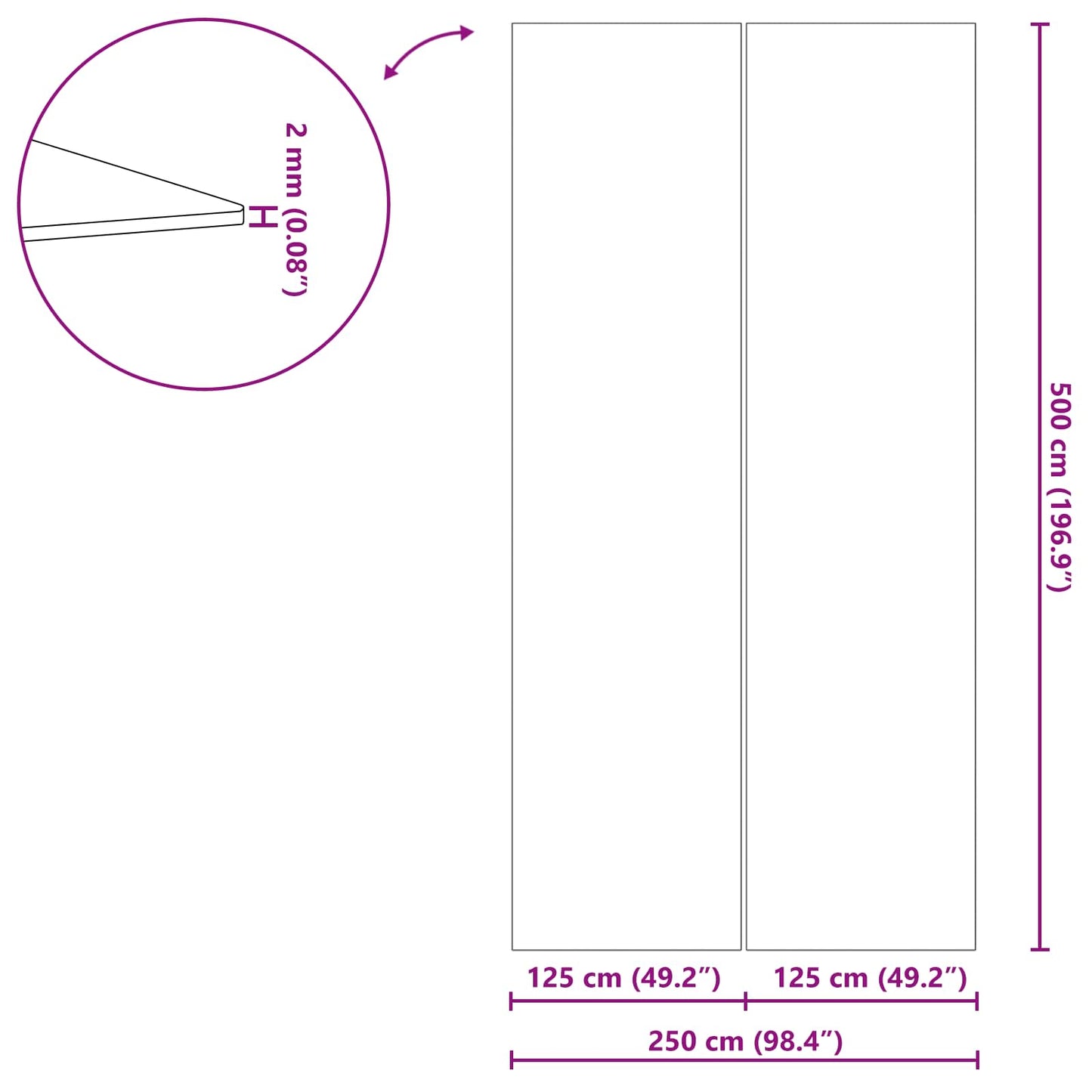 vidaXL Εδαφοκάλυψη Πισίνας Μαύρο 500 x 250 x 0,1 εκ Μη Υφαμένο Ύφασμα