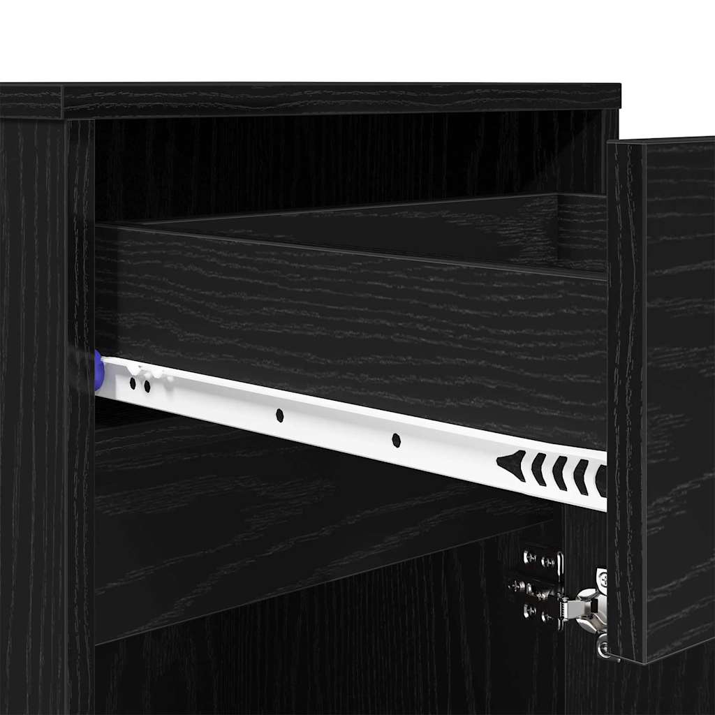 vidaXL LED Κρεβατάκι Ντουλάπα με συρτάρι Μαύρη δρυς 38 x 34 x 61 εκ.