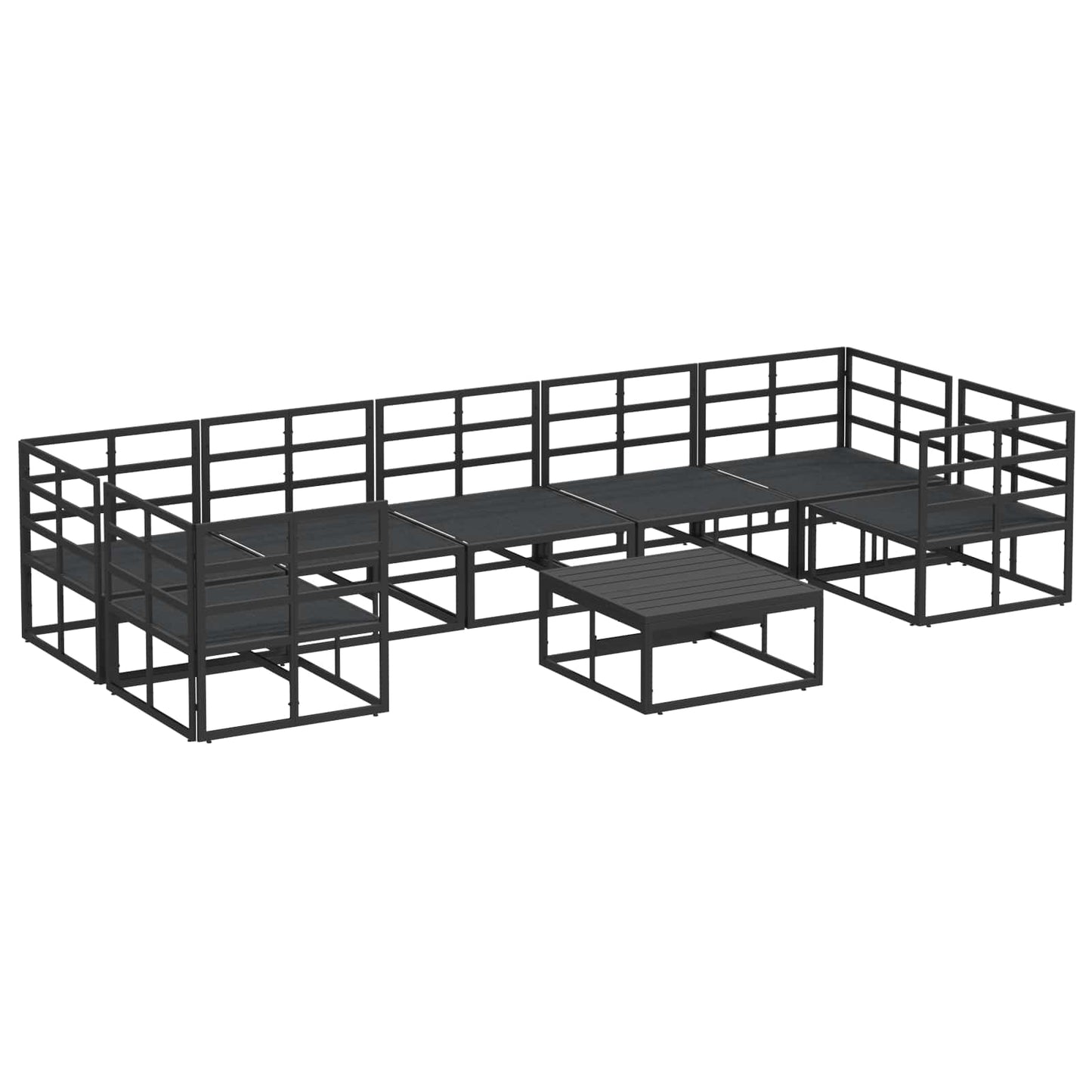 vidaXL Σετ Καναπέ Κήπου με μαξιλάρι 8 pcs Μαύρο Αλουμίνιο