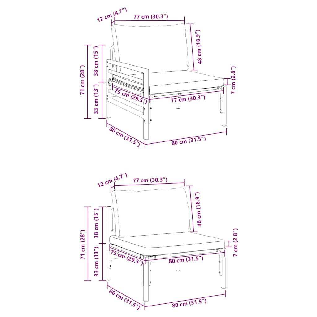 vidaXL Σετ Καναπέ Κήπου 8 pcs Ανθρακί Ατσάλι