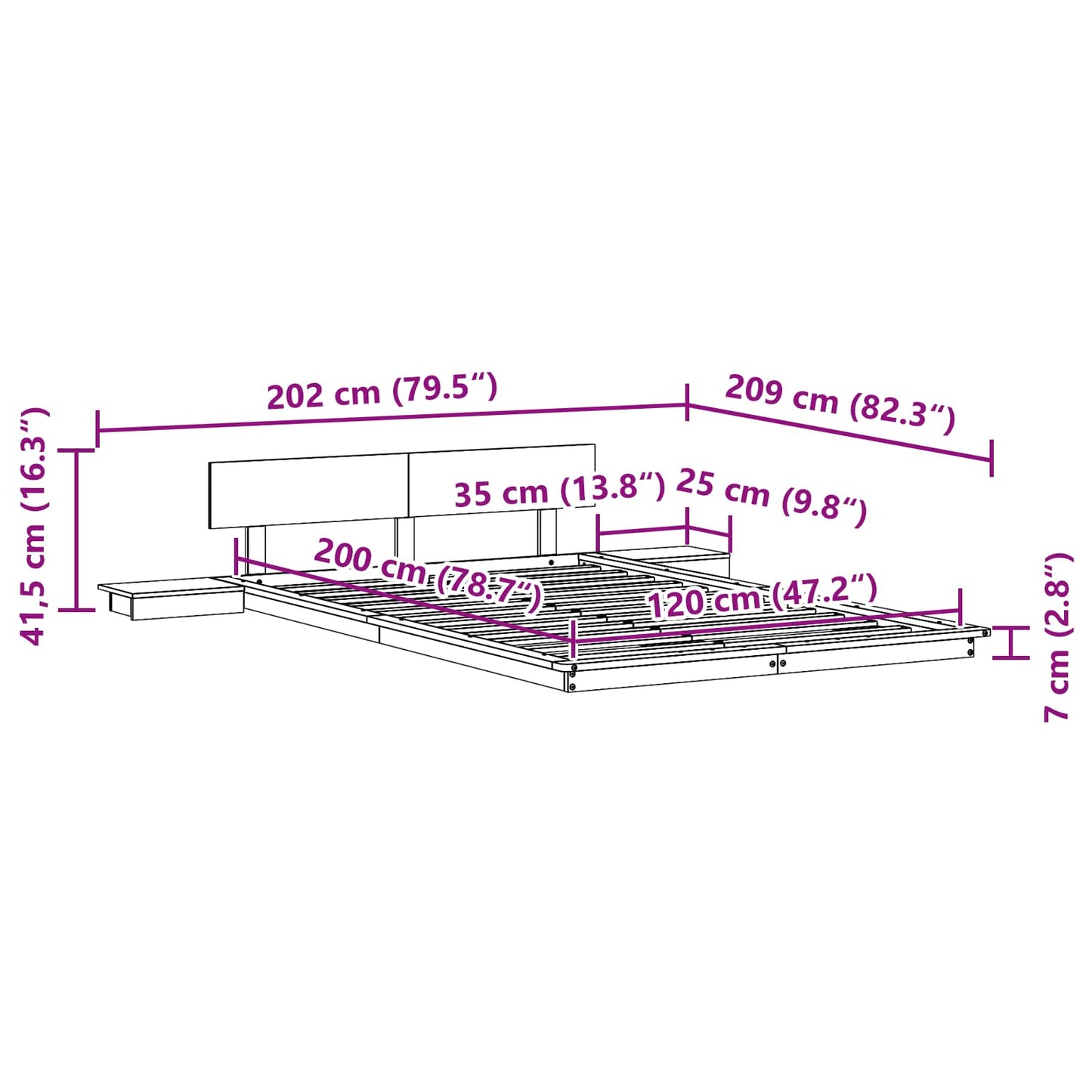 vidaXL Σκελετός Κρεβατιού Καφέ 120 x 200 cm ξύλο