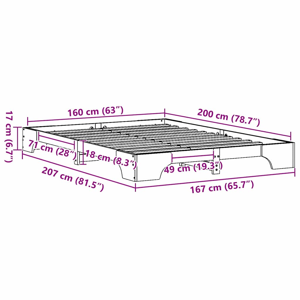 vidaXL Σκελετός Κρεβατιού Κερωτό καφέ 160 x 200 cm