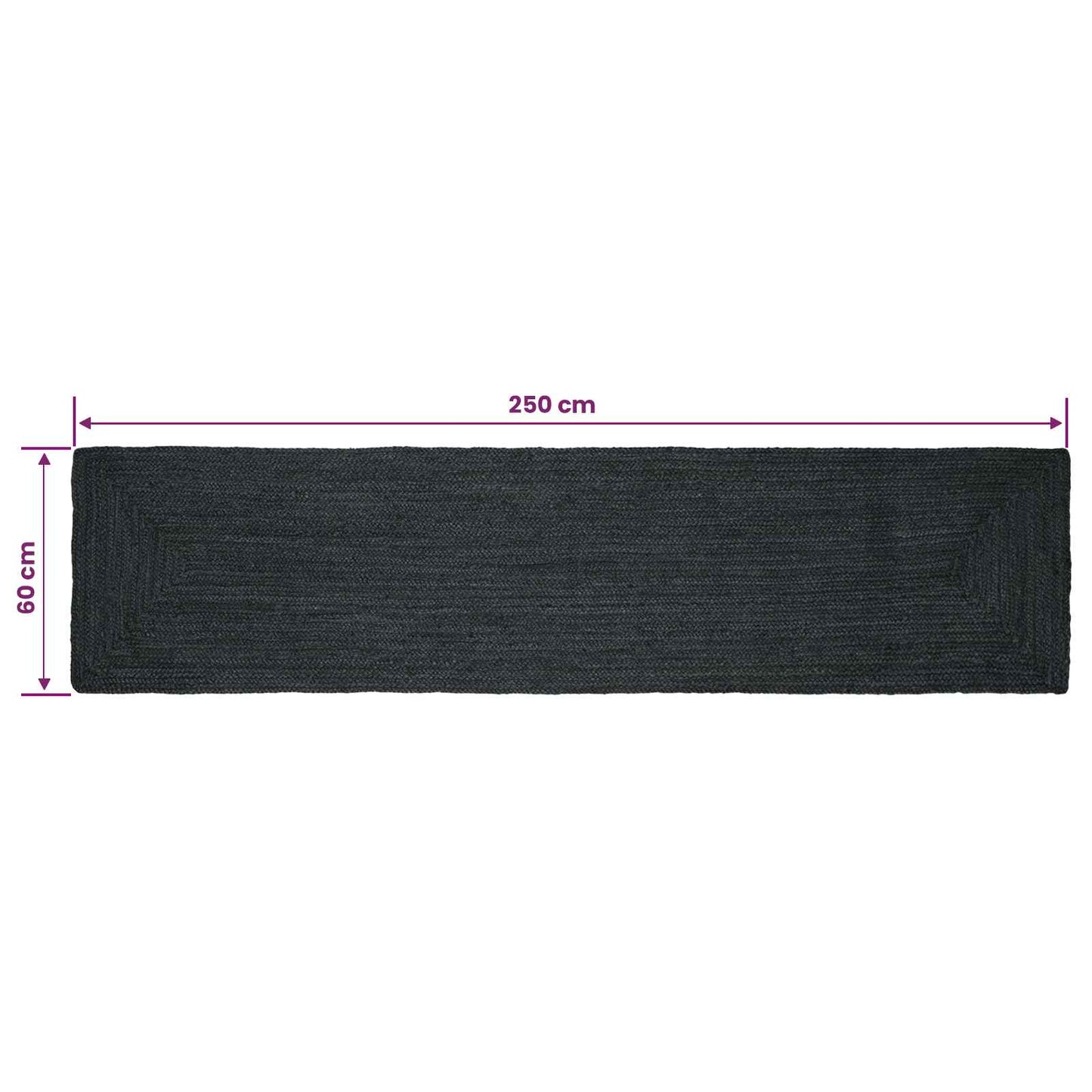 vidaXL Χαλιά χώρου Ορθογώνιος Σκούρο Γκρι 60 x 250 εκ. Γιούτα