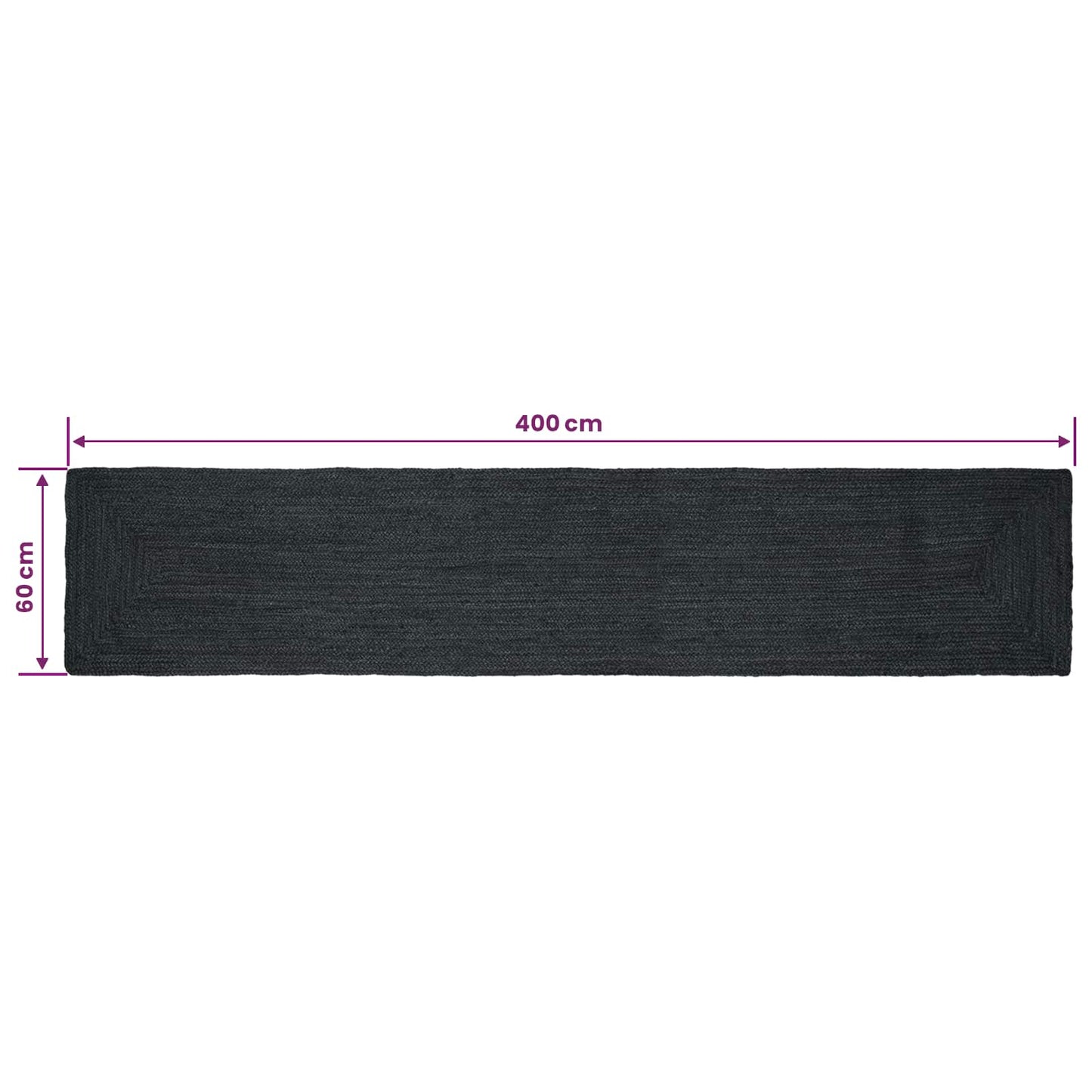 vidaXL Χαλιά χώρου Ορθογώνιος Σκούρο Γκρι 60 x 400 εκ. Γιούτα