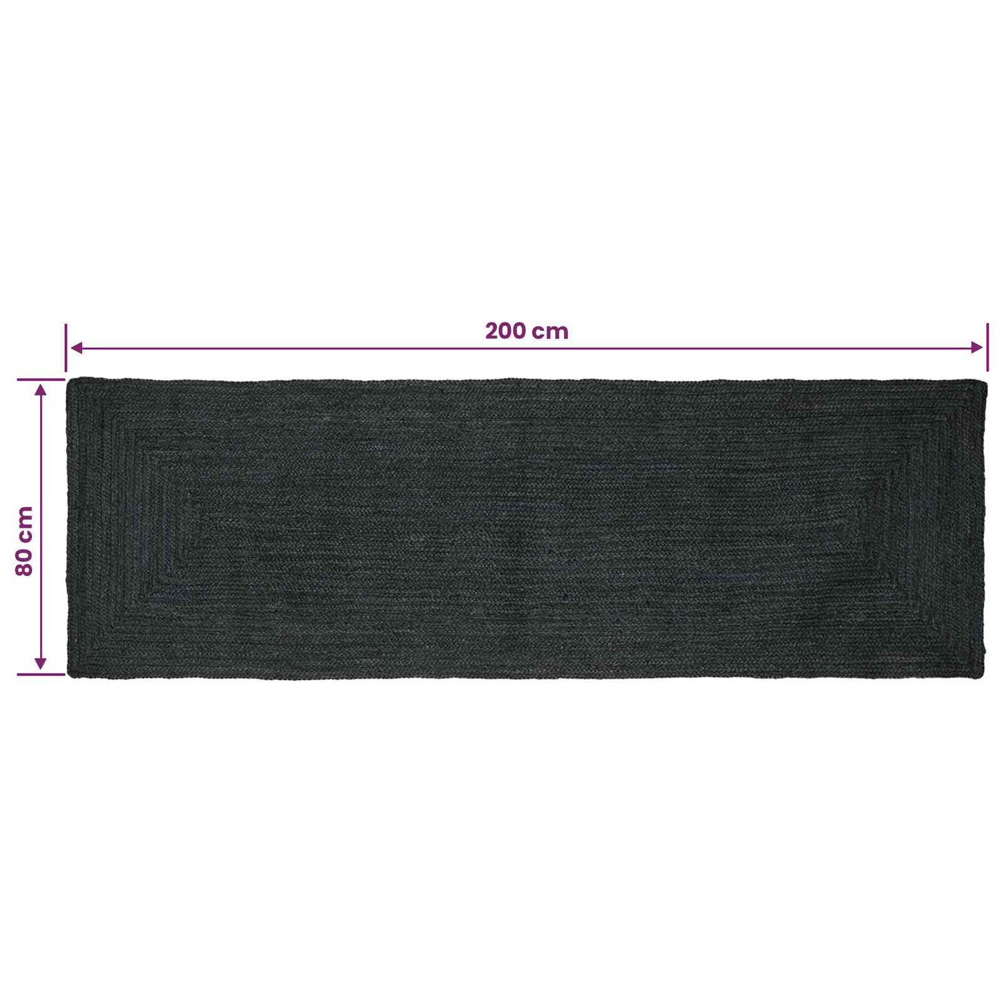 vidaXL Χαλιά χώρου Ορθογώνιος Σκούρο Γκρι 80 x 200 cm Γιούτα
