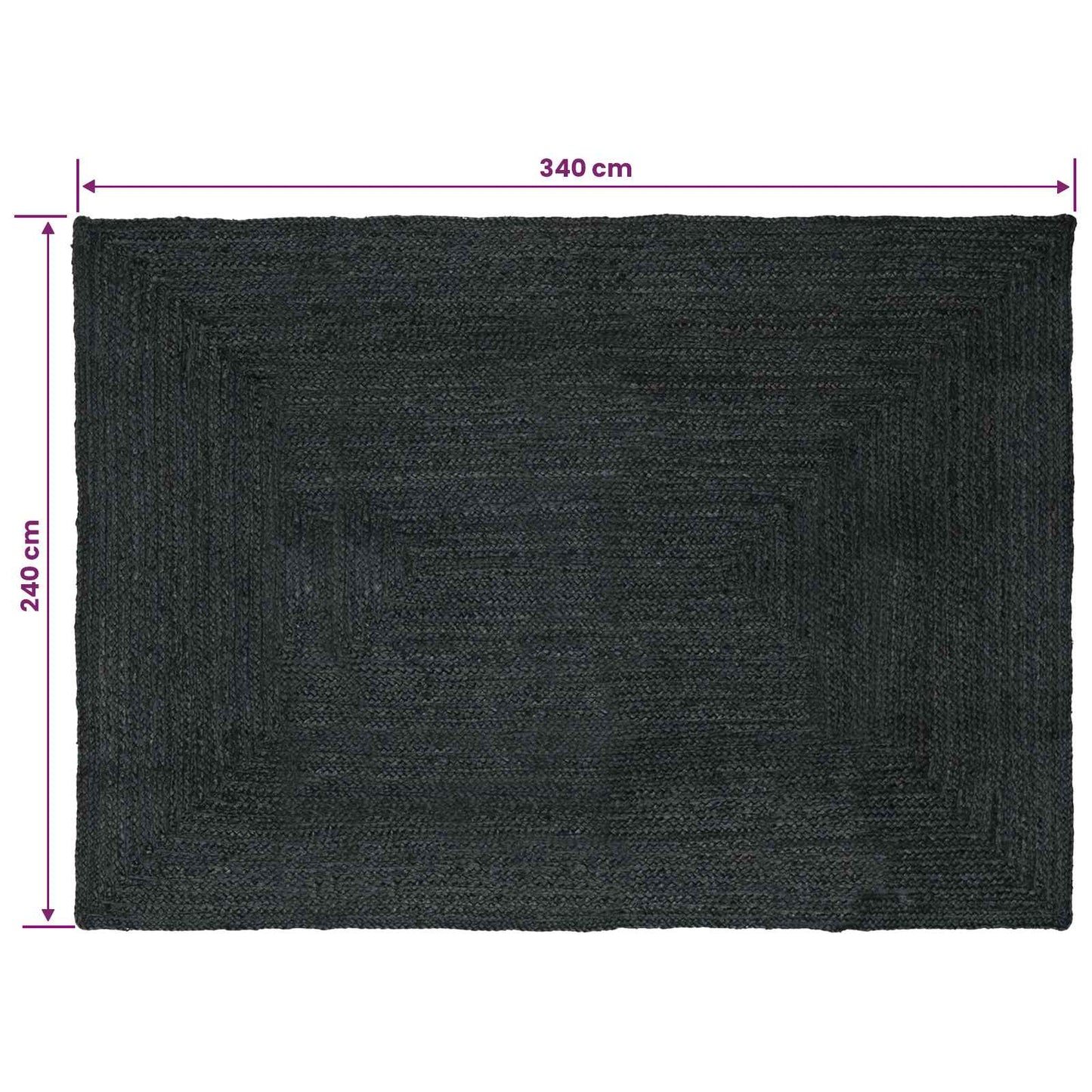 vidaXL Χαλιά χώρου Ορθογώνιος Σκούρο Γκρι 240 x 340 εκ. Γιούτα